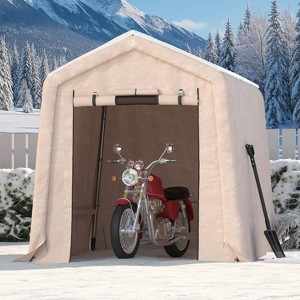 GustoWave 6x6FT Outdoor Portable Storage Shed with Roll-Up Door for Motorcycle, Garden and Tools - 1 of 4