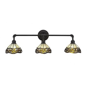 Toltec Lighting Vintage 3 - Light Vanity in  Dark Granite with 7'' Roman Jewel Art Glass Shade - 1 of 1