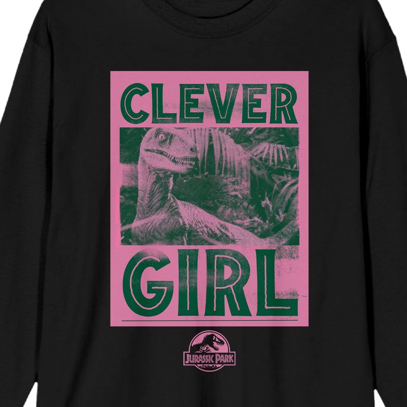 Jurassic Park Clever Girl Crew Neck Long Sleeve Black Adult Tee, 2 of 4