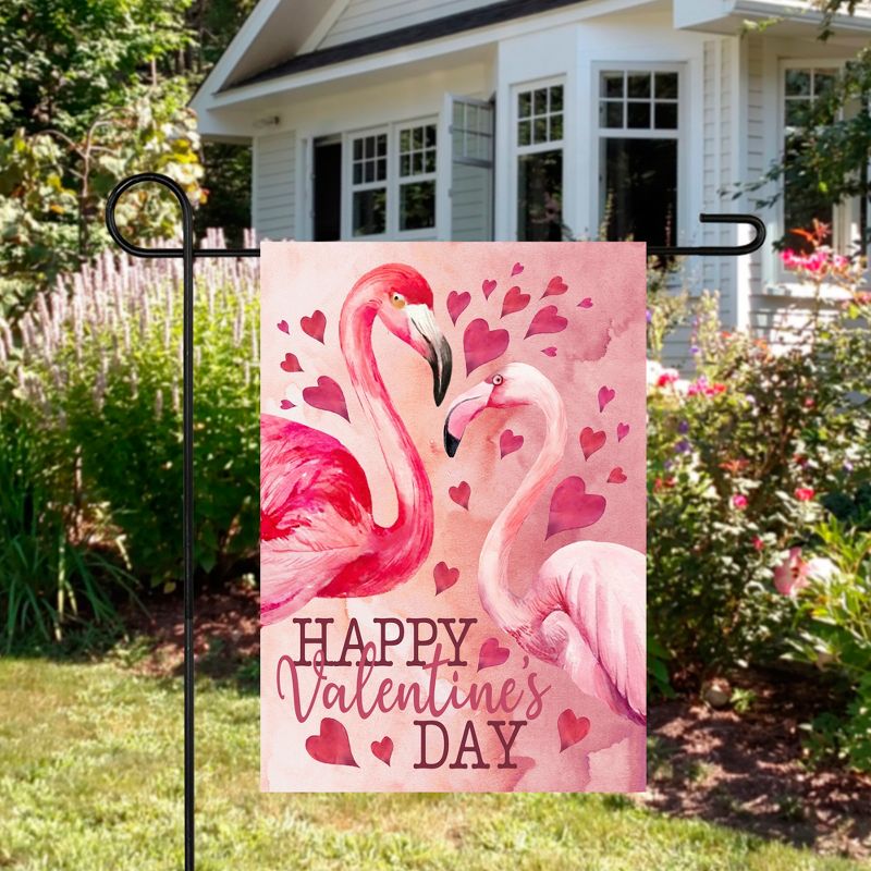 Northlight Happy Valentine's Day Flamingo Outdoor Garden Flag 18" x 12.5", 3 of 4