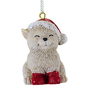 Roman 2.0 Inch Pudgy Pals Animal Ornaments Santa Hat Tree Ornaments - 1 of 3