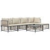 vidaXL 6-Piece Anthracite Beige Patio Lounge Set with Cushions - Outdoor Poly Rattan, Powder-Coated Steel Frame with Textilene - 3 of 4