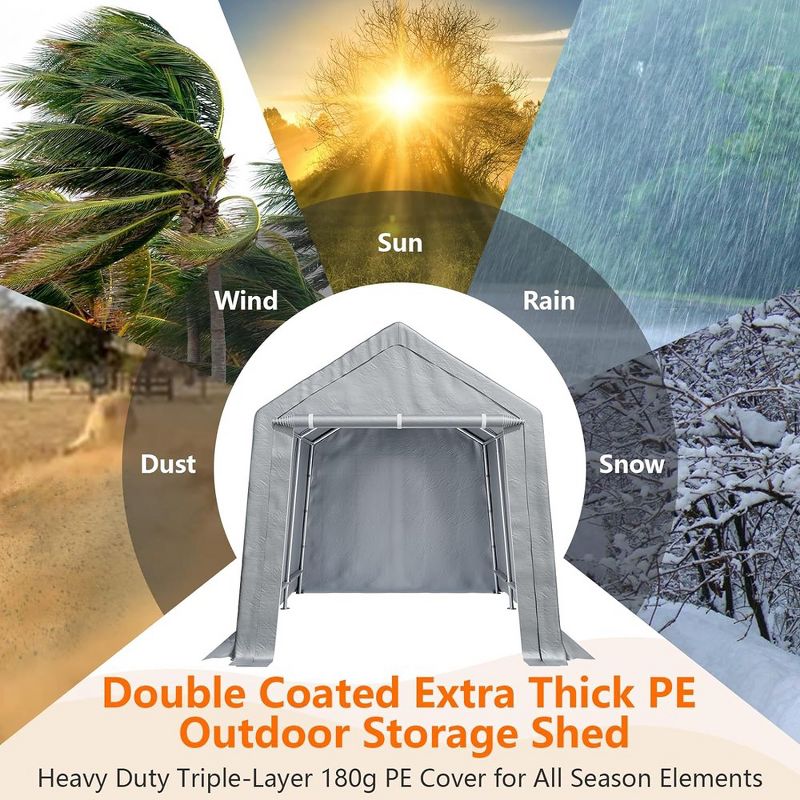 Outdoor Carport Storage Tent Garage Heavy Duty Shed Car Shelter Canopy, 5 of 7