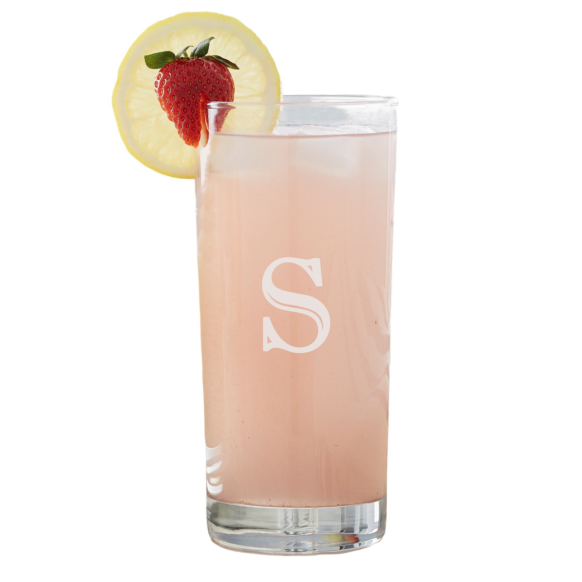 Personalization Mall Classic Celebrations Etched Initial Tall Drinking Glass, 15oz, S