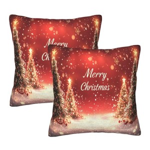 Pillow Covers Christmas Pine Tree Red Pattern Festive Decorative Throw Pillow Case - 1 of 3