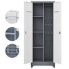 Metal Storage Cabinet with Lock Doors, 65"/72.8" Cleaning Tool Cabinet, Tall Broom Tool Organizer with Hanging Rod for Home Office Garage Utility Room - 4 of 4