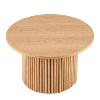 CENGHU Wood Round Dining Table for 4, Modern Farmhouse Kitchen Table, End Table with Wood Strip Base for Kitchen, Living Room, Dining Room