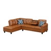 Faux Leather L-Shaped 2-Piece Sectional Sofa with Storage Ottoman, Cup Holders, and Toss Pillows - 4 of 4