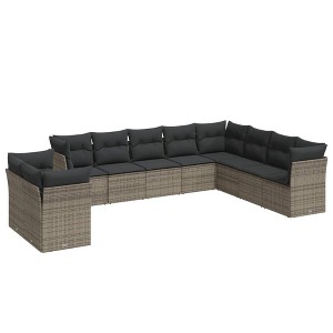 vidaXL Patio Sofa Set Gray PE Rattan Large UV-resistant materials - 1 of 4