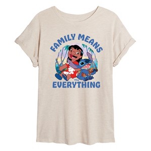 Women's - Lilo and Stitch - Family Means Everything Oversized Graphic T-Shirt - 1 of 4