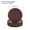 Unique Bargains PU Leather Tabletop Protection Home Decor Housewarming Gift Coasters With a Base 6 Pcs - 2 of 3