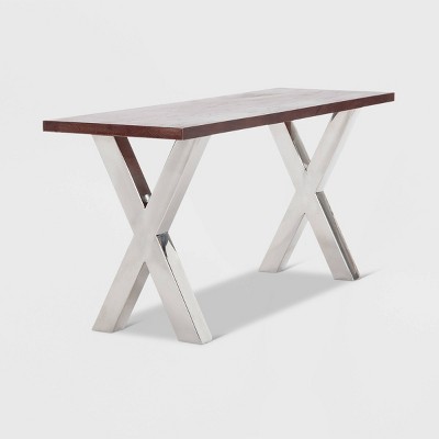 Hamilton Wood and Metal Bench Dark Walnut Brown - Finch