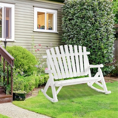 Maggift Patio Accent Chairs, Rocking Chair, Rocker High Back Garden Seat For Indoor Outdoor, White, 45"*37.75"*38.5"