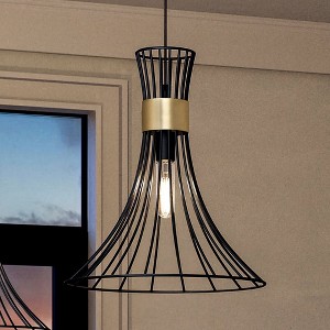 Urban Ambiance Luxury Mid-Century Modern Pendant 16''H x 18''W,  Midnight Black Finish,  Tucson Collection, UHP4352 - 1 of 4