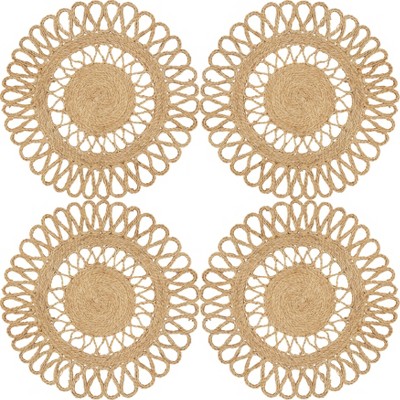 Natural Loopy Jute Round Table Placemats, Set of 4