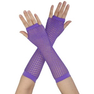 Allegra K Women's Mesh Fingerless Fishnet Gloves - 1 of 4