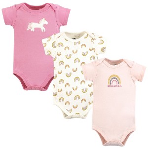 Hudson Baby Infant Girl Cotton Bodysuits, Dreamer Rainbows - 1 of 4