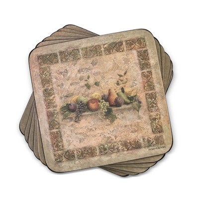 Pimpernel Tuscan Palette Coasters - Set of 6 (4” x 4”), Cork, Vibrant Tuscan Design, Easy to Clean - Heat & Stain Resistant
