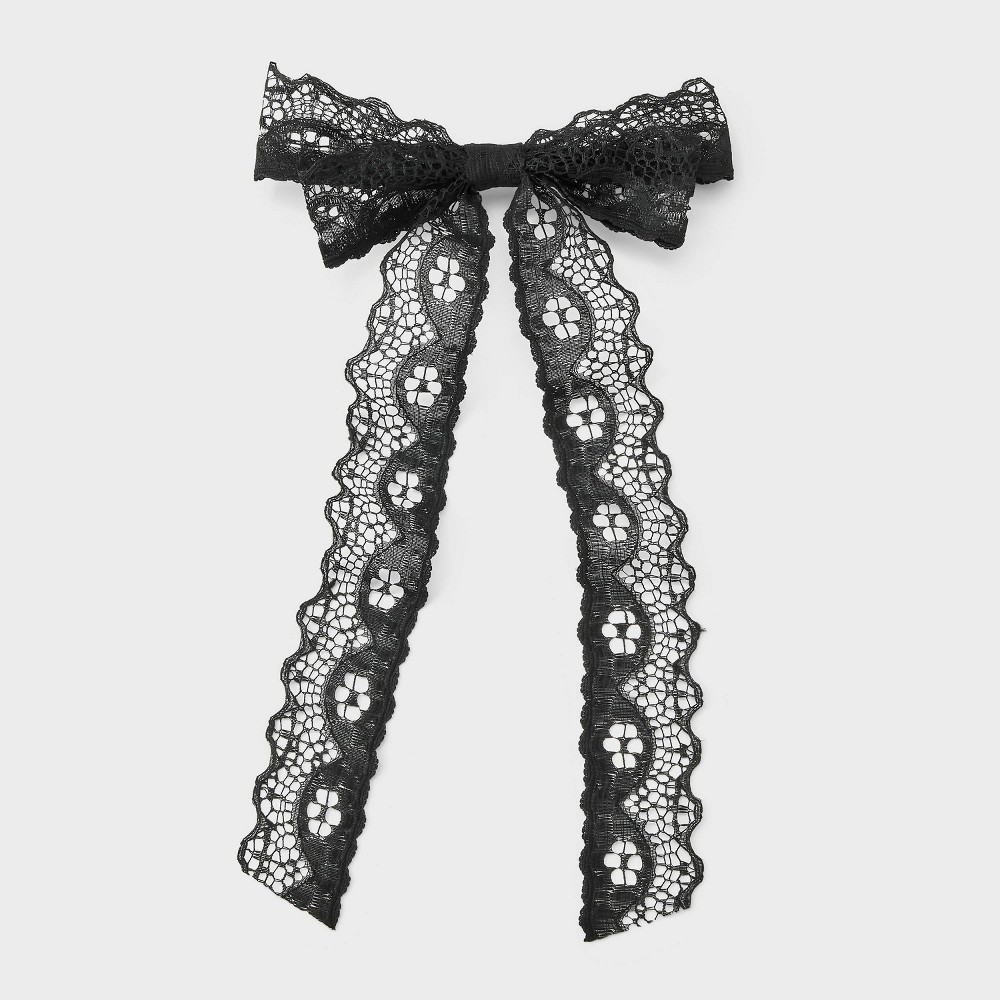 Longtail Lace Bow Barrette - Wild Fable™ Black