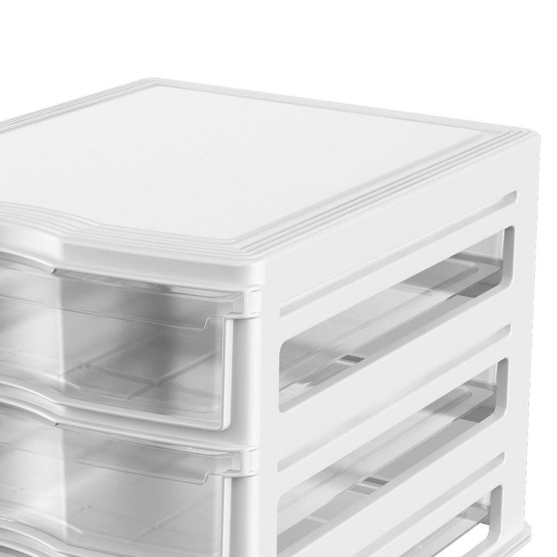 Life Story 3 Drawer Stackable Shelf Organizer Plastic Storage Drawers for Bathroom Storage, Make Up, Or Pantry Organization, White, 3 of 7