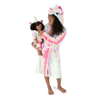 Leveret Girls and Doll Fleece Hooded Robe Stars 12 Year