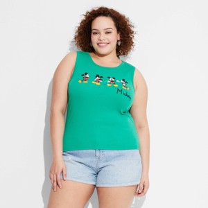 Women's Mickey Vintage Graphic Tank Top - Green - 1 of 3