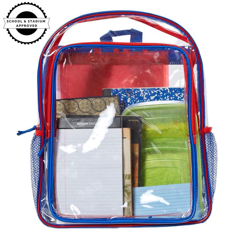 RALME Red and Blue Clear Backpack for School, 16 inch Stadium Approved Transparent Bag, 2 of 8