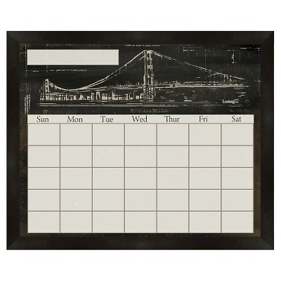18" x 22" Brooklyn Bridge Decorative Calendar Memoboard - Black - PTM Images