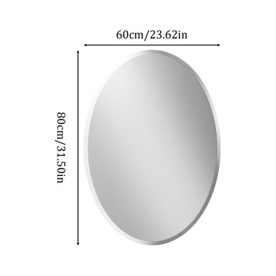 Artloge Oval Frameless Bathroom Mirror Silver Wall Mirror Modern with Contemporary Mirror for Room Entryway Hallway
