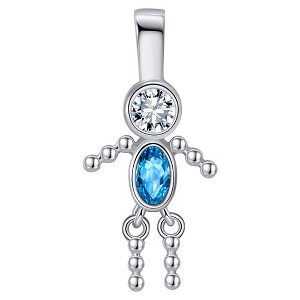 Baby Boy Birthstone Charm for Mom |Girl Birthday Kids for Family Tree Grandma Grandkids Necklace by Ginger Lyne CZ  Sterling Silver - 1 of 4