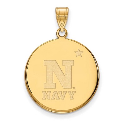 Black Bow Jewelry 10k Yellow Gold Navy Midshipmen NCAA Large Pendant