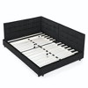Lyngins Mid-Century Full Daybed Frame, Velvet Upholstered Sofa Bed Frame, Sturdy Eucalyptus Wood, Beds with Headboards, for Bedroom & Living Room - 4 of 4