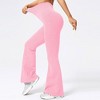 BABYYER Women Ribbed Flare Leggings, High Waist Stretchy Yoga Pants, Lightweight Workout Fitness Trousers - 3 of 4