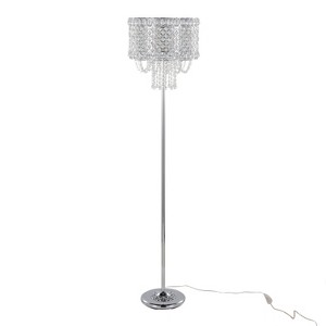 Droplets 60" Contemporary Metal Floor Lamp in Polished Chrome and Clear K9 Crystal Accents from Grandview Gallery by LumiSource - 1 of 4
