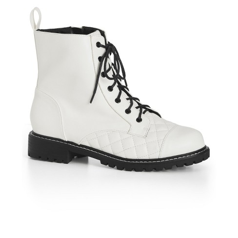 City Chic | Women's Wide Fit Lace Up Ankle Boot - White - 9w : Target