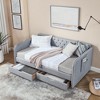 Twin Size Upholstered Daybed with Trundle Bed and Two Storage Drawers for Bedroom or Guest Room - 3 of 4
