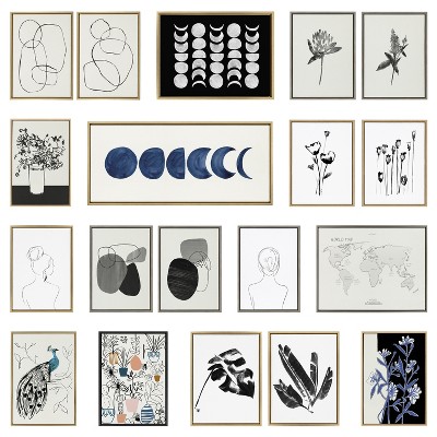Natural Black and White Abstract Canvas Art Set