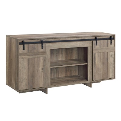 Gray Rustic Oak 60" TV Stand with Barn Doors