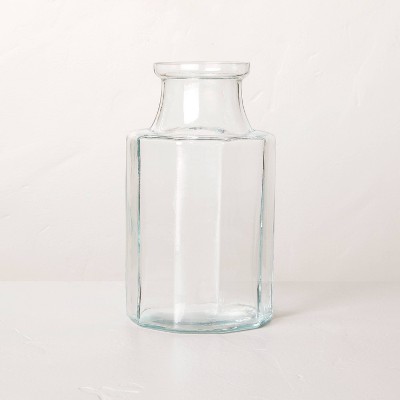 Medium Octagonal Clear Glass Bottle Vase - Hearth & Hand™ with Magnolia