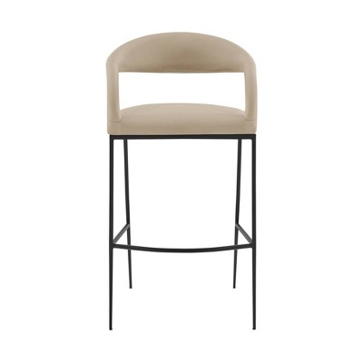 Ramona 26" Beige Faux Leather and Black Metal Counter Stool