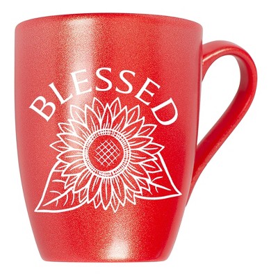 Elanze Designs Blessed Sunflower Crimson Red 10 ounce New Bone China Coffee Cup Mug