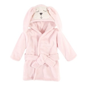 Hudson Baby Infant Girls Plush Animal Face Bathrobe, Modern Bunny, 0-9 Months - 1 of 1