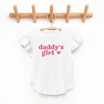 The Juniper Shop Daddy's Girl Heart Toddler Flutter Sleeve Tee