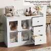 Sideboard Buffet Cabinet with Storage, 43" Coffee Bar Cabinet with Glass Doors and 3 Drawers, Cabinet with Adjustable Shelf for Kitchen, Dining Room - 3 of 4