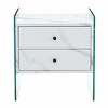 Homy Casa Modern Glass Nightstand with 2 Drawers, Faux Marble Finish End Table for Bedroom, White - 4 of 4