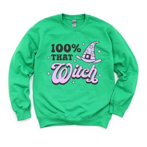 Simply Sage Market Women's Graphic Sweatshirt Purple 100% That Witch - 1 of 4