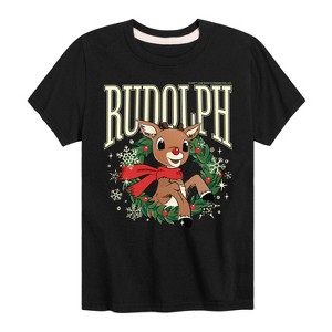 Boys' - Rudolph - Rudolph Wreath Collegiate Short Sleeve Graphic T-Shirt - 1 of 4