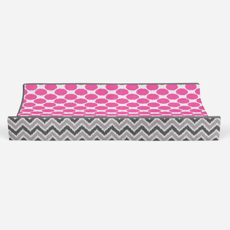 Bacati - Gray Zigzag Pink Dots Muslin Changing Pad Cover...., 5 of 10