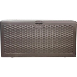 80 gallon professional lockable resin deck box, waterproof outdoor storage box for terrace furniture and garden tools, Brown, Blow molded - 1 of 4