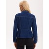 INSPIRE CHIC Women's Denim Button Down Turndown Collar Long Sleeve Ruffle Hem Peplum Jean Jackets - 4 of 4